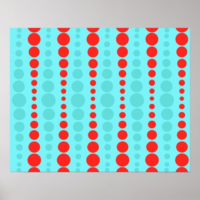 Poster des points rouges et turquoise rétro (Devant)