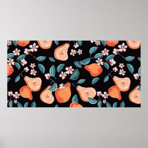 Poster Des poires savoureuses et juteuses. Motif de fruit