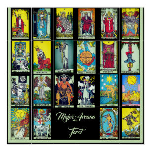 Poster des principales cartes Arcana Tarot