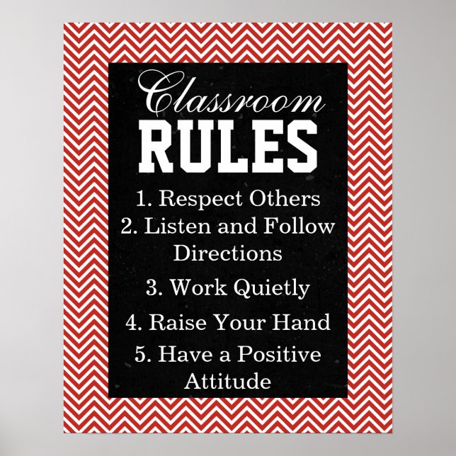 Poster des règles de classe tendance Chevron (Devant)