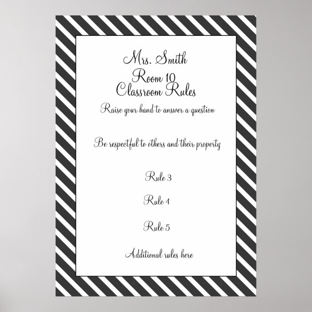 Poster des règles de la salle de classe décorative (Devant)