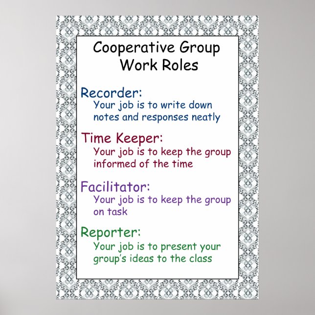 Poster des règles de travail du groupe coopératif (Devant)