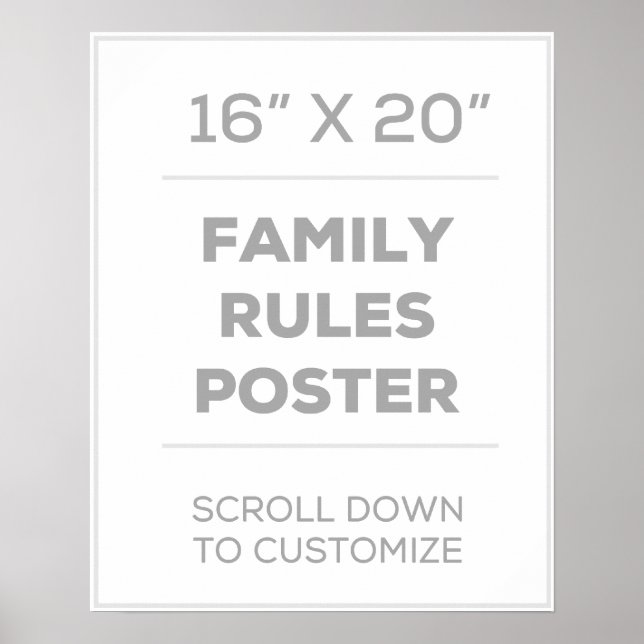 Poster des règles familiales de 16 po x 20 po (Devant)