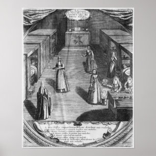 Poster Des religieuses qui servent de la nourriture aux p