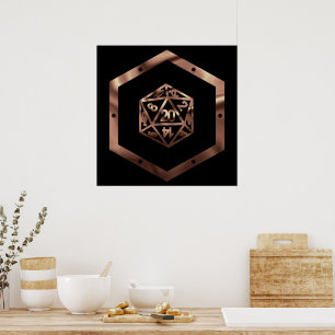 Poster Dés RPG   Imaginaire cuivre Retro Tabletop PnP Gam