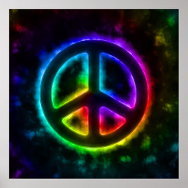 Poster des signes de paix lumineux arc-en-ciel