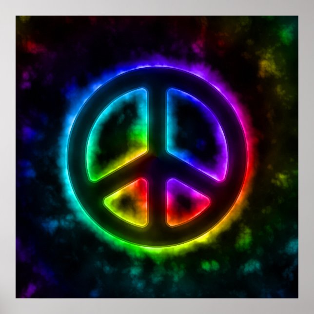 Poster des signes de paix lumineux arc-en-ciel (Devant)