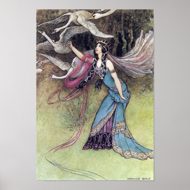 Poster des Six Cygnes de Warwick Goble (Devant)