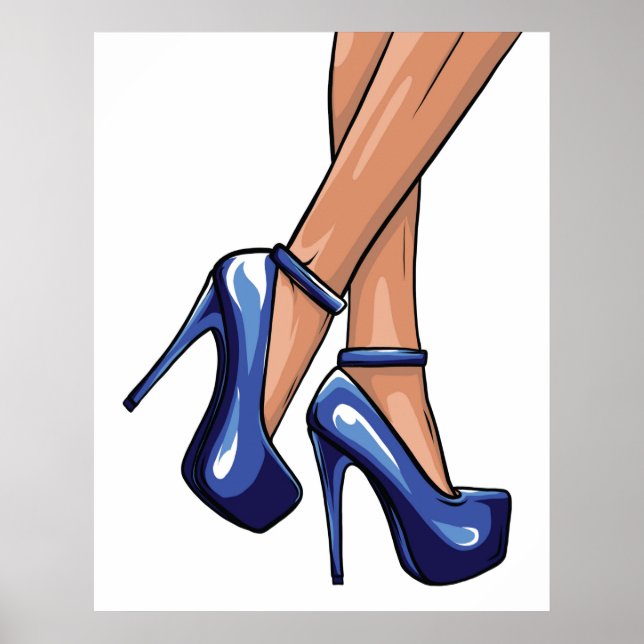 Poster des talons et des jambes de Stiletto bleu (Devant)