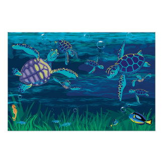 Poster des tortues de mer amusantes