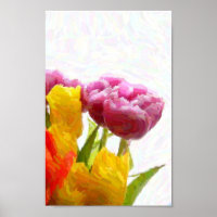 Poster des tulipes violettes et jaunes