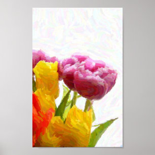 Poster des tulipes violettes et jaunes