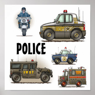 Poster des véhicules policiers