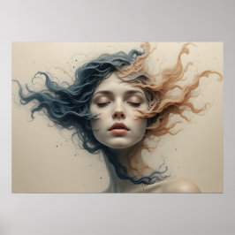 Poster des visages déchirés par le temps Art Abstr
