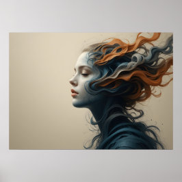 Poster des visages déchirés par le temps Art Abstr