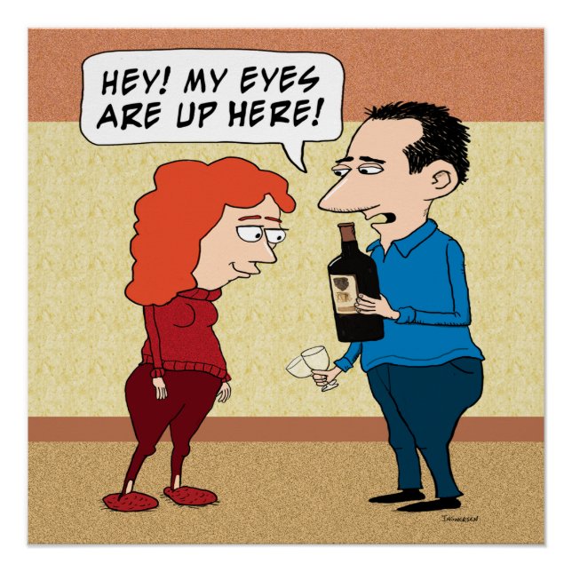 Poster Des yeux amusants sur le vin (Devant)