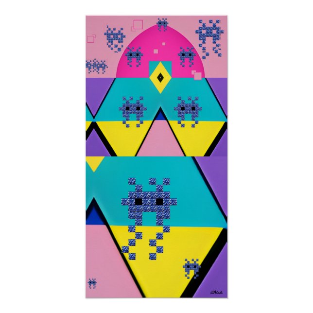 Poster Descending on a Memphis Designed Planet (Devant)