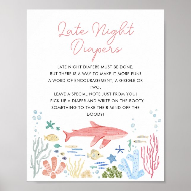 Poster Descente Nocturne Sous Le Baby shower De Mer (Devant)