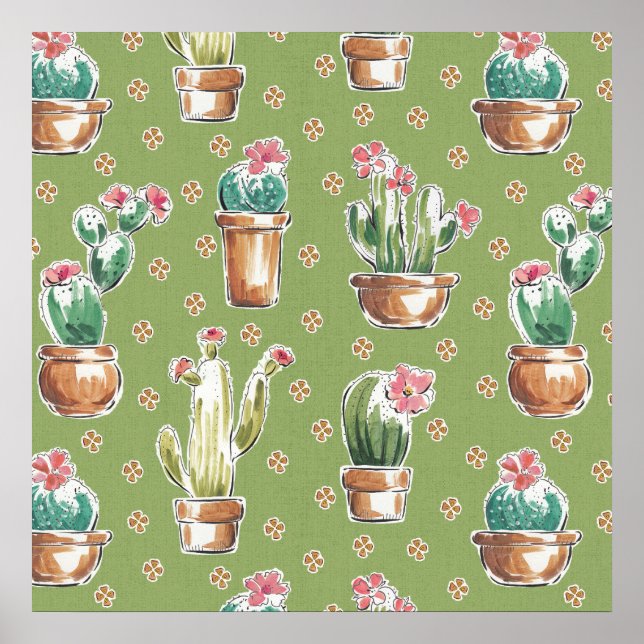 Poster Desert Bloom | Pattern vert (Devant)