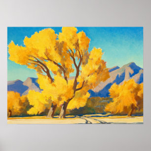Poster Desert Cottonwoods, Arizona by Maynard Dixon