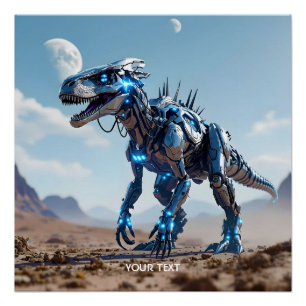 Poster Désert de Cyborg Dinosaur Imaginaire mignon