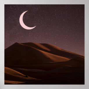 Poster Désert de nuit Demi Lune