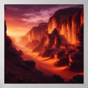 Poster Désert doré touchant le canyon silencieux au crépu