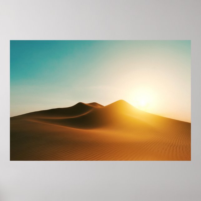 Poster Desert Dunes Sunset Mood Art (Devant)