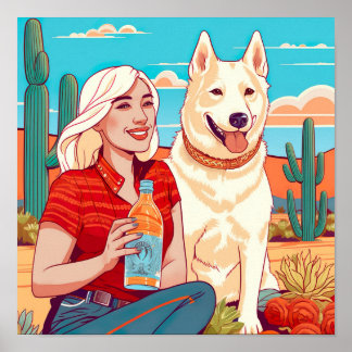 Poster Desert Secourt Chien, Tequila et Femanhood Print