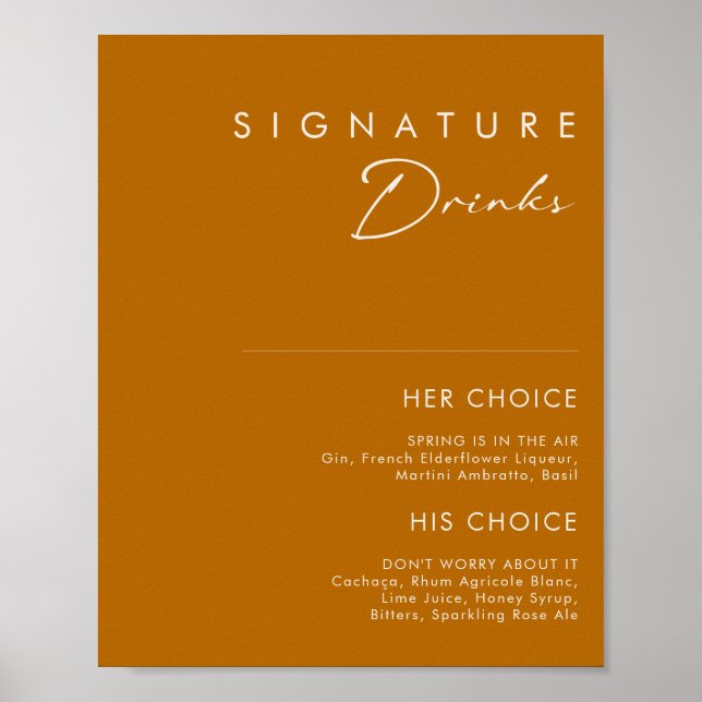 Poster Désert simple | Brûlé Orange Signature Boissons Si (Devant)