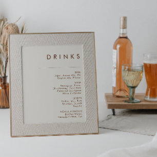 Poster Désert simple Menu Boissons Blanches Naturelles