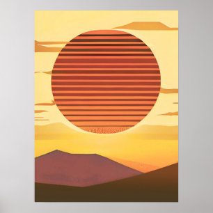 Poster Desert Sunset Rust Orange et Brown