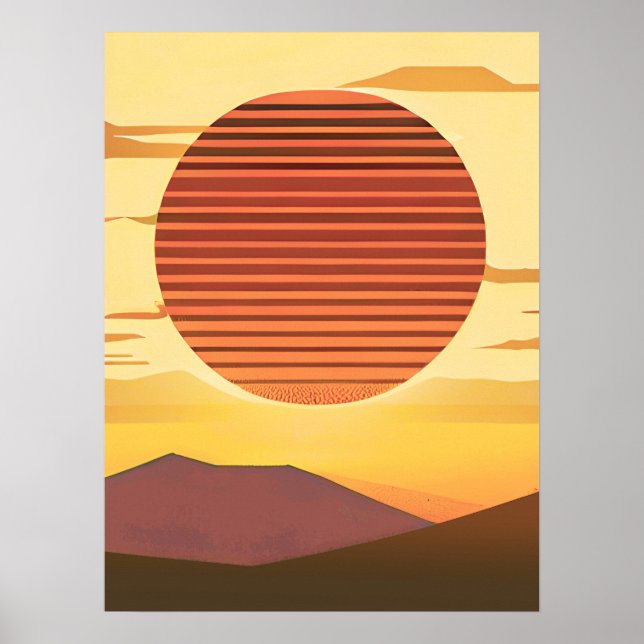 Poster Desert Sunset Rust Orange et Brown (Devant)