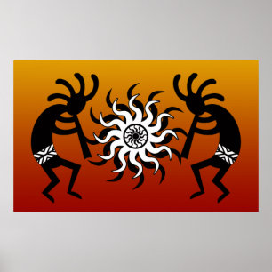 Poster Désert Tribal Sun Sud-Ouest Design Kokopelli