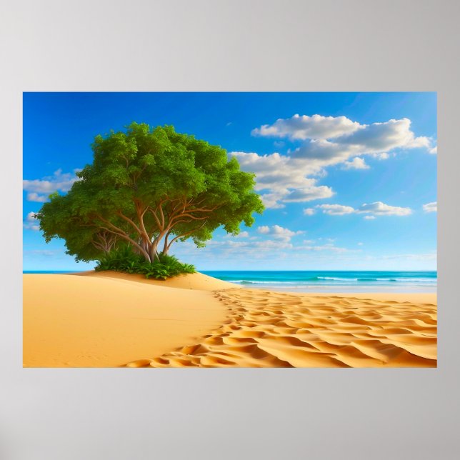 Poster Deserted Tropical Island Sandy Beach  (Devant)