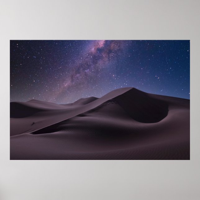 Poster Déserts | Voie lactée ciel étoilé dune de sable Du (Devant)