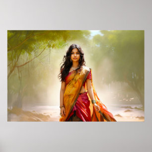 Poster Desi dans une peinture sari