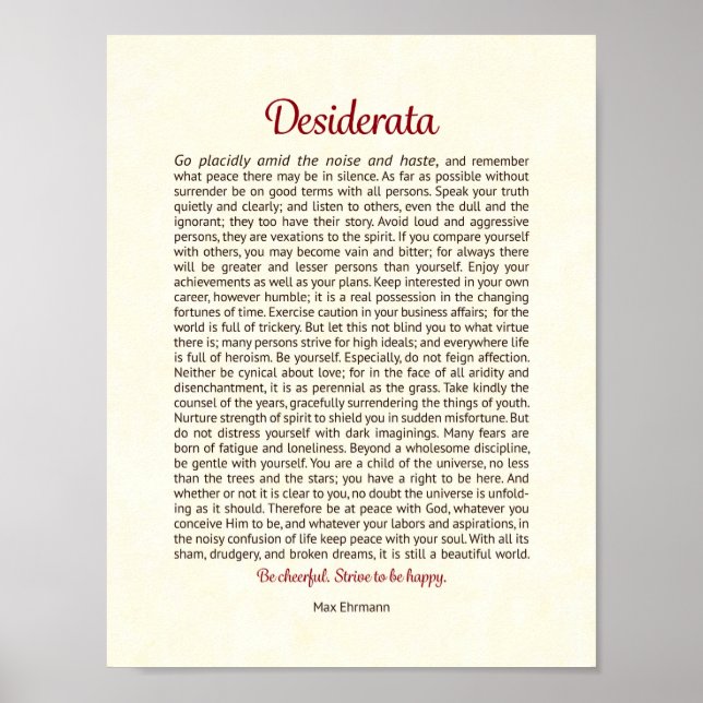 Poster Desiderata (Devant)