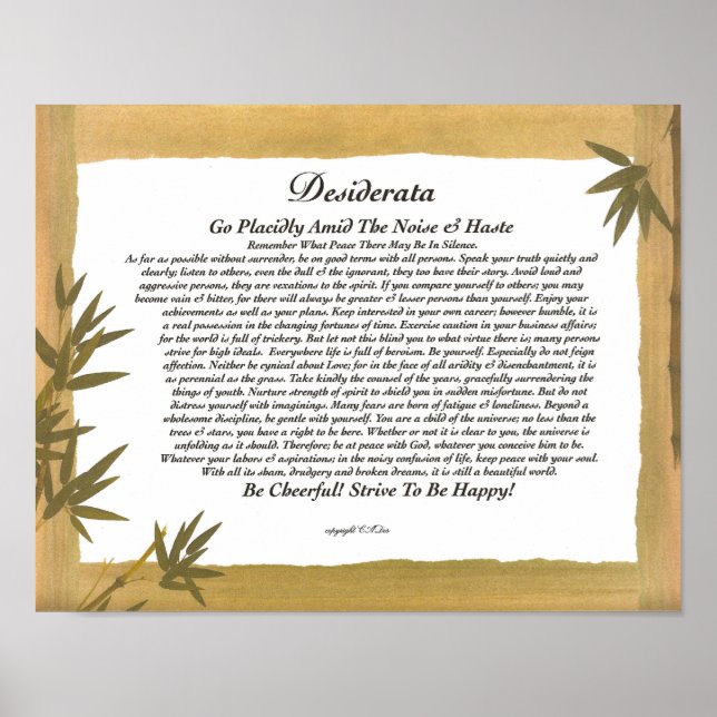 Poster Desiderata 11x14 et d'autres tailles aussi! (Devant)