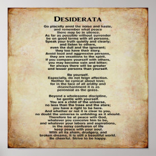 Poster Desiderata 12 x 12 Art Imprimer