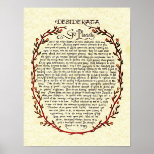 Poster DESIDERATA avec l'équilibre de guirlande