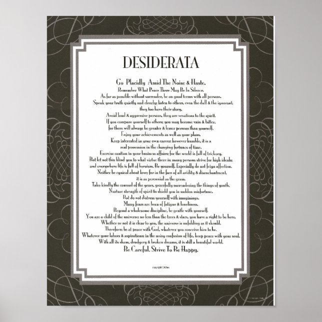 Poster DESIDERATA Blackswirl Sans (Devant)