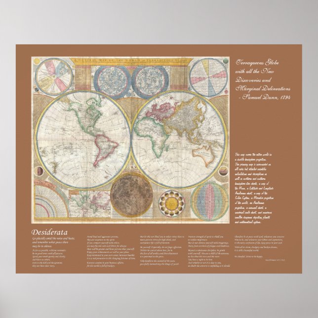 Poster Desiderata - Carte du Vieux Monde, 1794 (Devant)