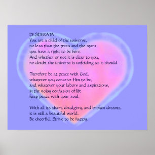 Poster DESIDERATA changeant l'affiche de coeur