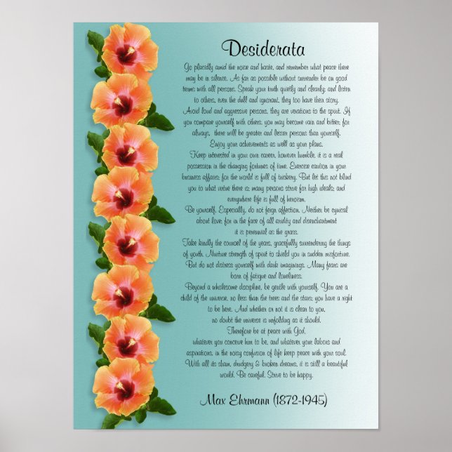 Poster Desiderata "choses désirées" Hibiscus frontière (Devant)