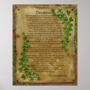 Poster Desiderata "choses désirées", Ivy sur parchemin
