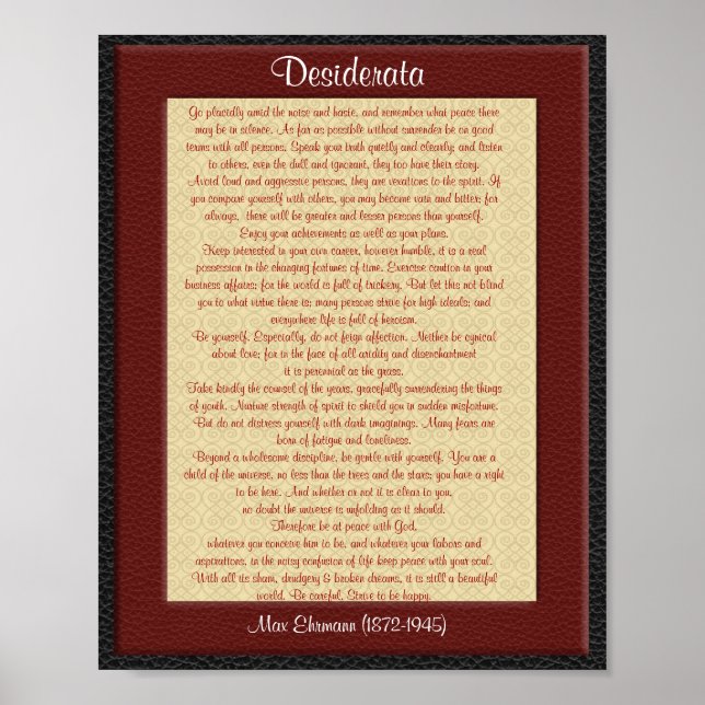 Poster Desiderata "choses désirées" look cuir (Devant)