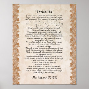 Poster Desiderata "choses désirées" parchemin floral