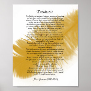 Poster Desiderata "choses désirées" Plumes dorées
