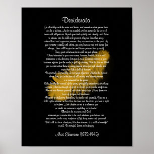 Poster Desiderata "choses désirées" Plumes dorées noir